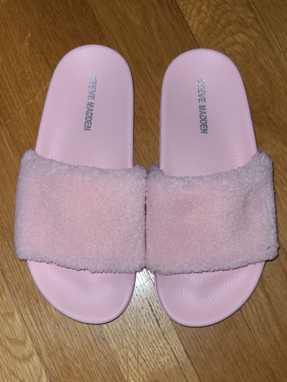 Steve Madden Pink Fuzzy Slide Sandals